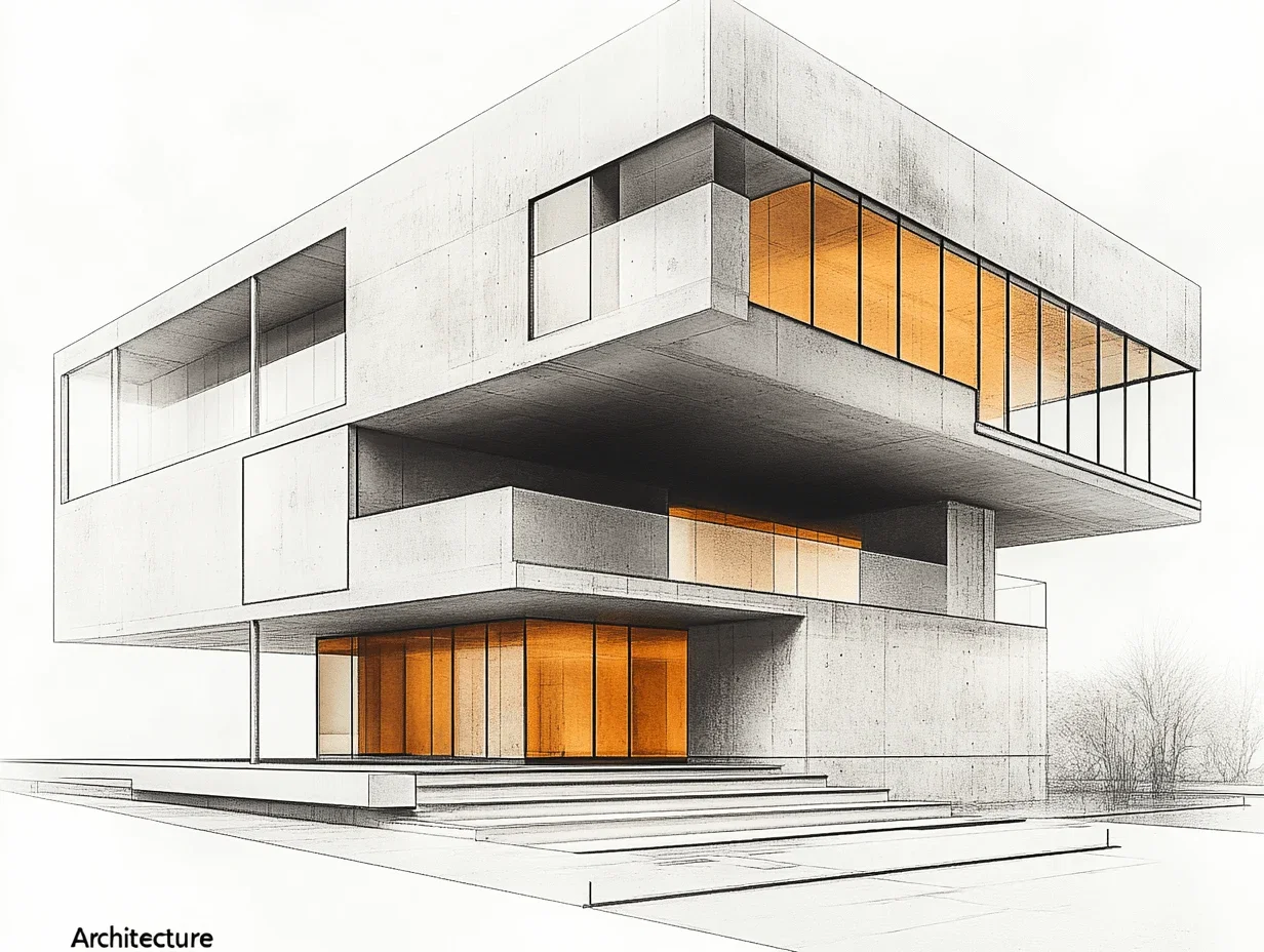 Design a sophisticated and visually compelling cover page for an architecture portfolio that reflects both creativity and professionalism. The cover should feature a balanced composition, incorporating clean lines and a modern aesthetic with subtle textural elements. Consider using a monochromatic or muted color palette to maintain an elegant and timeless look. The title 'Architecture Portfolio' should be prominently displayed in sleek, contemporary typography, positioned harmoniously within the layout. Include a subtle architectural motif, such as a geometric pattern or a stylized blueprint, that hints at the technical precision and design philosophy within the portfolio. The overall design should evoke a sense of clarity, expertise, and attention to detail, setting the tone for the work showcased inside.