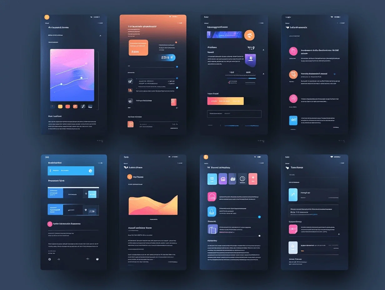 a four panel hero image that encompasses four different company offerings. Keep in mind that UX/UI is important.