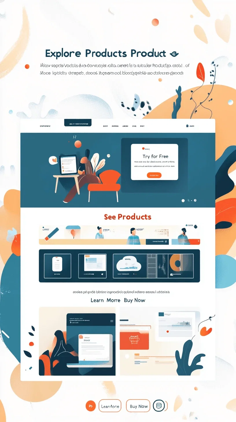 You are a web designer, Design Brief for Home Page: We are aiming to create a modern, visually engaging homepage similar to the one seen on Wistia's Product Page, but tailored for displaying multiple products. The homepage should prioritize user-friendliness, clean design, and striking color combinations to attract customers and effectively showcase our range of products. Below are the specific guidelines for the design: Overall Layout: Header: Clean and minimalistic with a logo on the left. Navigation bar should include links to key sections (Home, Products, Features, Pricing, Contact Us, Blog). A prominent CTA button (e.g., 'Get Started' or 'Explore Products') should be clearly visible in the header. Option to add a search bar. Hero Section: Full-width section that grabs attention right away. Eye-catching background (could be a subtle gradient, abstract shapes, or a product-related image/video). A bold headline with a sub-headline that conveys the product's value proposition in a few words. CTA buttons should be visually distinct ('Try for Free', 'See Products')
