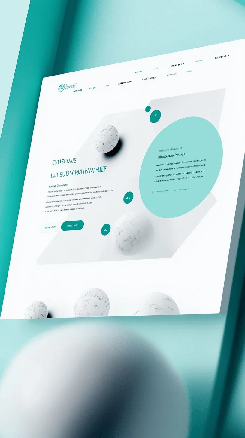 a realistic website landing page for IT consulting company, please use light blue, white and light green colors. HEX #FFFFFF #40E0D0 #00B7EB #35F5B0