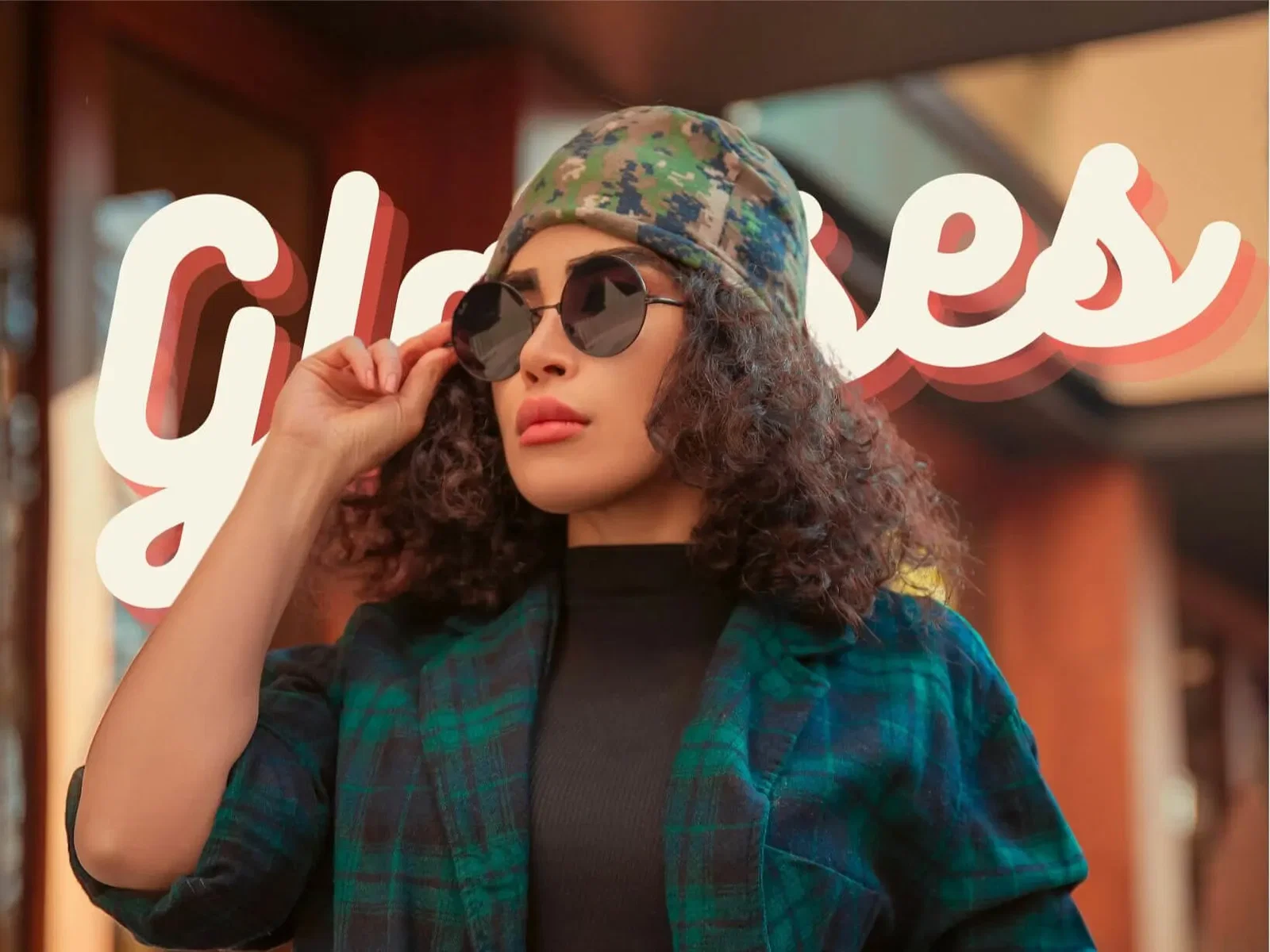 A woman wearing shades look cool